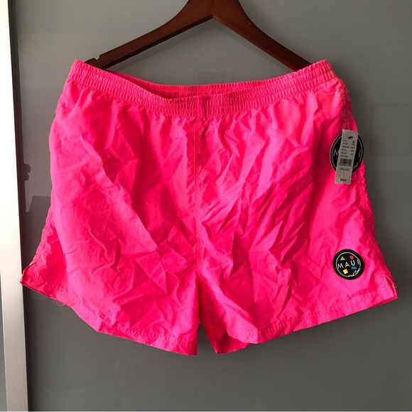 Maui and Sons Swim Maui And Sons Neon Hot Pink Mens Swim Trunks